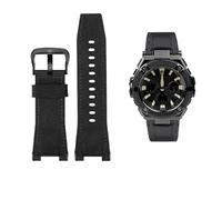 Correa de reloj de cuero y lona for hombre, 26MM, apta for Casio GST-B100 S130 W300GL 400G W330 GST-W120L s120 W130L S100 Series, accesorios for relojes(Black canvas black)