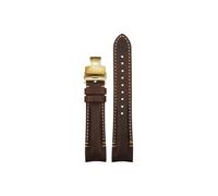 Correa de reloj de extremo curvado de 22mm 20mm Compatible con Tudor Black Bay/Seiko/Casio/Armani/Hamilton Correa de reloj de cuero for hombre Pulsera cómoda de moda(Brown-Gold Folding,22mm)
