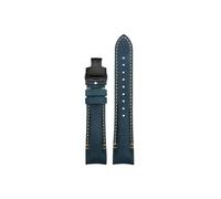 Correa de reloj de extremo curvado de 22mm 20mm Compatible con Tudor Black Bay/Seiko/Casio/Armani/Hamilton Correa de reloj de cuero for hombre Pulsera cómoda de moda(Blue-Black Folding,20mm)