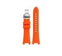 Correa de reloj de gel de sílice de 26mm compatible con for Hamilton H78716333/H78716983, correa de reloj deportiva de goma suave resistente al agua en negro, verde y naranja(Orange-silver-B)