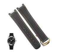 Correa de reloj de goma apta for Omega AT150 Seamaster 300 AQUA TERRA, correas de relojes de buceo, correa de reloj de silicona negra y azul, pulsera de 20mm(Black orange gold)