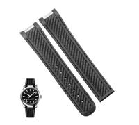 Correa de reloj de goma apta for Omega AT150 Seamaster 300 AQUA TERRA, correas de relojes de buceo, correa de reloj de silicona negra y azul, pulsera de 20mm(Black no clasp)