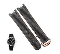 Correa de reloj de goma apta for Omega AT150 Seamaster 300 AQUA TERRA, correas de relojes de buceo, correa de reloj de silicona negra y azul, pulsera de 20mm(Black orange RG)