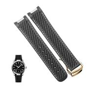 Correa de reloj de goma apta for Omega AT150 Seamaster 300 AQUA TERRA, correas de relojes de buceo, correa de reloj de silicona negra y azul, pulsera de 20mm(Black white gold)