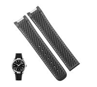 Correa de reloj de goma apta for Omega AT150 Seamaster 300 AQUA TERRA, correas de relojes de buceo, correa de reloj de silicona negra y azul, pulsera de 20mm(Black white no clasp)