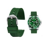Correa de reloj de goma apta for pulseras tipo gofre for Seiko/IWC/Rolex, correa de silicona universal for reloj deportivo de buceo for hombre de 20 mm y 22 mm(Green silver buckle,22mm)
