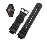 Correa de reloj de goma compatible con for Casio G-SHOCK 4778 AW-591/590/5230AWG-M100/101 G-7700/7710 Pulsera de silicona negra resistente al agua for hombre(Black-black buckle)