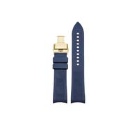 Correa de reloj de goma con extremo curvado, 20mm, 21mm, 22mm, Compatible con Omega Planet Ocean 600 Seamaster 300 /Hamilton/Seiko NO5.007(Blue-Gold Folding,22mm)