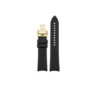 Correa de reloj de goma con extremo curvado, 20mm, 21mm, 22mm, Compatible con Omega Planet Ocean 600 Seamaster 300 /Hamilton/Seiko NO5.007(Black-Gold Folding,22mm)