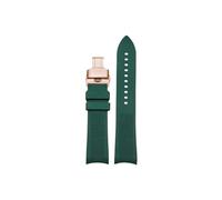Correa de reloj de goma con extremo curvado, 20mm, 21mm, 22mm, Compatible con Omega Planet Ocean 600 Seamaster 300 /Hamilton/Seiko NO5.007(Green-Rose gold Folding,21mm)