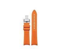 Correa de reloj de goma con extremo curvado, 20mm, 21mm, 22mm, Compatible con Omega Planet Ocean 600 Seamaster 300 /Hamilton/Seiko NO5.007(Orange-Silver Folding,20mm)