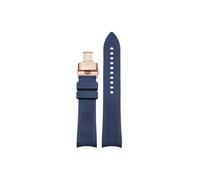 Correa de reloj de goma con extremo curvado, 20mm, 21mm, 22mm, Compatible con Omega Planet Ocean 600 Seamaster 300 /Hamilton/Seiko NO5.007(Blue-Rose gold Folding,20mm)