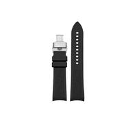 Correa de reloj de goma con extremo curvado, 20mm, 21mm, 22mm, Compatible con Omega Planet Ocean 600 Seamaster 300 /Hamilton/Seiko NO5.007(Black-Silver Folding,21mm)