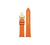 Correa de reloj de goma con extremo curvado, 20mm, 21mm, 22mm, Compatible con Omega Planet Ocean 600 Seamaster 300 /Hamilton/Seiko NO5.007(Orange-Gold Folding,21mm)