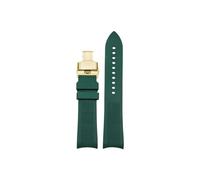 Correa de reloj de goma con extremo curvado, 20mm, 21mm, 22mm, Compatible con Omega Planet Ocean 600 Seamaster 300 /Hamilton/Seiko NO5.007(Green-Gold Folding,22mm)