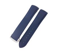 Correa de reloj de goma de 18 mm, 19 mm, 20 mm, 21 mm, 22 mm, apta for Omega Seamaster 300 AT150 Speedmaster Planet Ocean, apta for Seiko, apta for correa de silicona for CASIO(Blue,18MM_SILVER BUCKLE