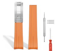 Correa de reloj de goma de 20 mm, 21 mm, 22 mm, para reloj Rolex, correa de repuesto curvada suave para hombres y mujeres, Naranja, 21mm