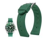 Correa de reloj de goma de 20mm y 22mm apta for Seiko IWC Citizen Waffle, pulseras con correa de moda Universal for hombre, correa de reloj deportivo de silicona for buzo (Color : Green-silver, Size