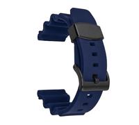 Correa de reloj de goma de 22 mm, pulsera de repuesto de silicona deportiva for buceo con anillo de metal, apta for Seiko Prospex SKX007(Blue-black buckle)