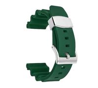 Correa de reloj de goma de 22 mm, pulsera de repuesto de silicona deportiva for buceo con anillo de metal, apta for Seiko Prospex SKX007(Green-silver buckle)