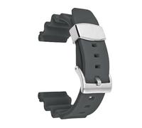Correa de reloj de goma de 22 mm, pulsera de repuesto de silicona deportiva for buceo con anillo de metal, apta for Seiko Prospex SKX007(Grey-silver buckle)