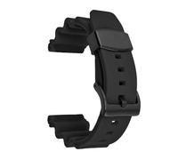 Correa de reloj de goma de 22 mm, pulsera de repuesto de silicona deportiva for buceo con anillo de metal, apta for Seiko Prospex SKX007(Black-black buckle)