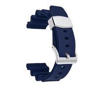 Correa de reloj de goma de 22 mm, pulsera de repuesto de silicona deportiva for buceo con anillo de metal, apta for Seiko Prospex SKX007(Blue-silver buckle)