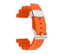 Correa de reloj de goma de 22 mm, pulsera de repuesto de silicona deportiva for buceo con anillo de metal, apta for Seiko Prospex SKX007(Orange-silver buckle)