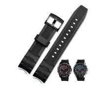 Correa de reloj de goma de silicona con extremo curvado de 22mm compatible con for Casio EFR-516/EFR-303L EFR-303/304 EFR-516PB pulsera deportiva(Black-black)