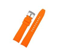 Correa de reloj de goma de silicona con extremo curvo apta for hombres Rolex/Water Ghost/seiko/Citizen/Tissot 20 MM 22 MM pulsera deportiva cinturón Universal(Orange silver,19mm)