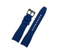 Correa de reloj de goma de silicona con extremo curvo apta for hombres Rolex/Water Ghost/seiko/Citizen/Tissot 20 MM 22 MM pulsera deportiva cinturón Universal(Blue black,22mm)