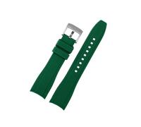 Correa de reloj de goma de silicona con extremo curvo apta for hombres Rolex/Water Ghost/seiko/Citizen/Tissot 20 MM 22 MM pulsera deportiva cinturón Universal(Green silver,20mm)