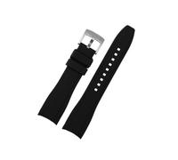 Correa de reloj de goma de silicona con extremo curvo apta for hombres Rolex/Water Ghost/seiko/Citizen/Tissot 20 MM 22 MM pulsera deportiva cinturón Universal(Black silver,22mm)