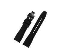 Correa de reloj de goma de silicona con extremo curvo apta for hombres Rolex/Water Ghost/seiko/Citizen/Tissot 20 MM 22 MM pulsera deportiva cinturón Universal(Black black Folding,22mm)