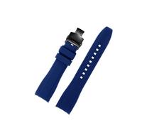 Correa de reloj de goma de silicona con extremo curvo apta for hombres Rolex/Water Ghost/seiko/Citizen/Tissot 20 MM 22 MM pulsera deportiva cinturón Universal(Blue black Folding,19mm)