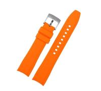 Correa de reloj de goma de silicona con extremo curvo for Rolex Water Ghost, for Seiko, for Citizen, for Tissot, pulsera deportiva de 20MM y 22MM, cinturón universal(Orange silver,20mm)