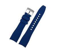 Correa de reloj de goma de silicona con extremo curvo for Rolex Water Ghost, for Seiko, for Citizen, for Tissot, pulsera deportiva de 20MM y 22MM, cinturón universal(Blue silver,21mm)