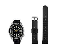 Correa de reloj de goma de silicona, réplica de la serie for Seiko PROSPEX ancestral mm, SLA017J1 SLA039J1, 20mm, 22mm(B black silver,22mm)