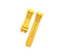 Correa de reloj de goma Natural resistente al agua, colorida, suave, de 25mm x 20mm, de calidad Original, apta for pulsera de reloj Richard Mille, tipo de oreja cruda ( Color : Yellow , Size : Silver