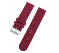 Correa de reloj de lona de nailon de 18 mm, 20 mm, 22 mm y 24 mm, tejida, suave, universal, for hombre y mujer, correa de liberación rápida.(Red,18mm)
