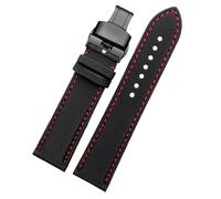 Correa de reloj de lona de nailon for hombre (20/22/24 mm), compatible con Blancpain Fifty Fathoms/SEIKO 5 Water Ghost/Citizen BM8475(B Red Thread-Black,20mm)