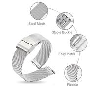 Correa de reloj de malla de acero inoxidable para hombres y mujeres, cierre de seguridad entrelazado con hebilla de gancho, correa plateada, oro rosa, 18 mm, 20 mm, 22 mm, pulsera de reloj de metal só