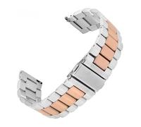 Correa de reloj de metal, correas de reloj Correa de acero inoxidable 18/20/22/24 mm Hebilla plegable Liberación rápida Hombres Mujeres Banda de reemplazo de metal for reloj inteligente(Silver rose go