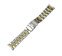 Correa de reloj de Metal de acero inoxidable for buceo, 3 estilos, 22mm, apta for CASIO Mdv107-1A/MDV106-1A con logotipo(Middle gold One)