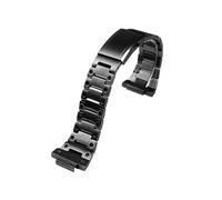 Correa de reloj de Metal de acero inoxidable sólido apta for Casio Edifice Series GST-B400 EFB-680 CL-7A ECB-10D pulsera de reloj correa de 14mm(Black)