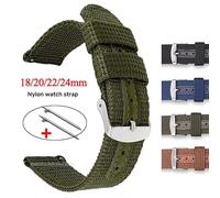 Correa de reloj de nailon de lona de 18 mm, 20 mm, 22 mm y 24 mm, correa de repuesto transpirable for reloj de hombre y mujer, pulsera deportiva(Black,22mm)