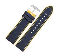 Correa de reloj de nailon de lona de 20mm y 22mm bandas de goma deportivas de silicona correas de tela de vela de liberación rápida for hombres y mujeres(Blue-yellow,20mm)