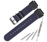 Correa de reloj de nailon para Casio AE1200WH AE-1000 SGW-300H SGW-400 AQ-S810W 18 mm correa de reloj de cuero de repuesto para hombre, anillo de acero inoxidable (hebilla azul)