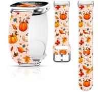 Correa de reloj de Navidad y otoño compatible con Fitbit Versa 4, Versa 3, Sense 2, Sense, silicona, muñeco de nieve, Papá Noel, repuesto para mujeres, hombres y niñas (naranja calabaza otoñal)