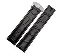 Correa de reloj de piel auténtica para pulsera, azul, negro, marrón, 19 mm, 20 mm, 22 mm, con cierre plegable, 19mm